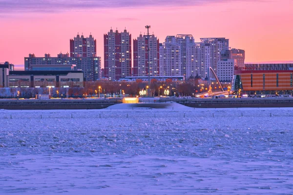 Blagoveshchensk Rusland Feb 2021 Uitzicht Chinese Stad Heihe Vanaf Dijk — Stockfoto