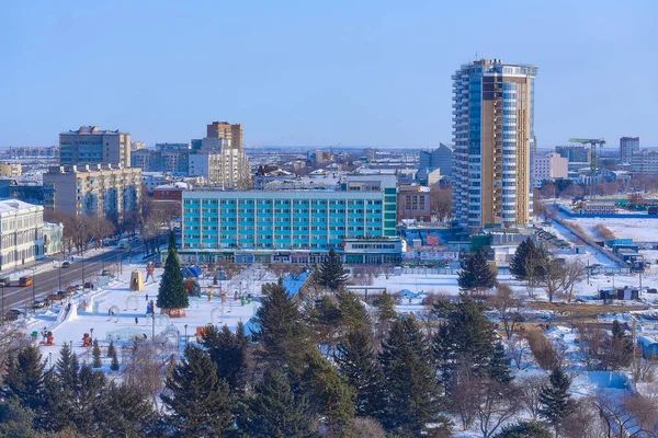 Russia Blagoveshchensk January 2021 View City Blagoveshchensk Height Winter — 图库照片