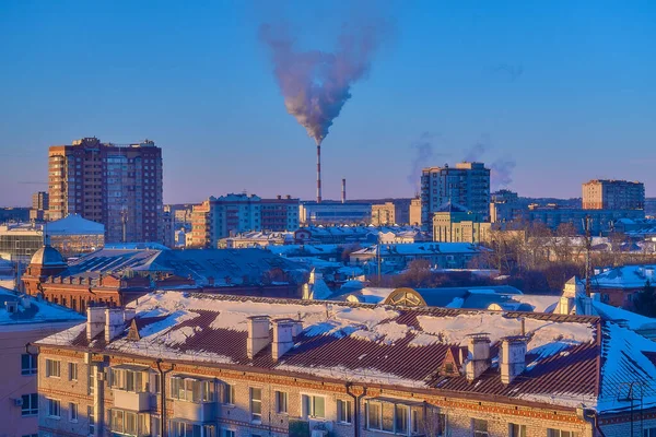 Russia Blagoveshchensk Gennaio 2021 Veduta Della Città Blagoveshchensk Dall Alto — Foto Stock