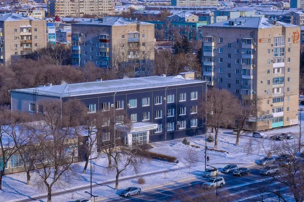 Rusia Blagoveshchensk Enero 2021 Vista Ciudad Blagoveshchensk Desde Una Altura —  Fotos de Stock