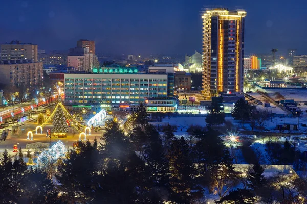 Russia Blagoveshchensk Jan 2021 See City Blagoveshchensk Winter Height — 스톡 사진