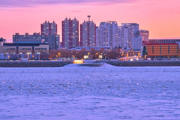 Blagoveshchensk Росія Feb 2021 Вид Китайського Міста Хейхе Набережної Благовешенська — стокове фото