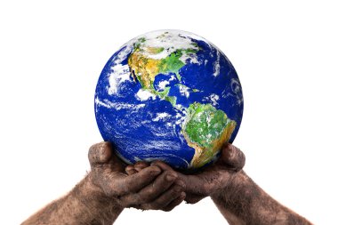 Holding the world with dirty hands clipart