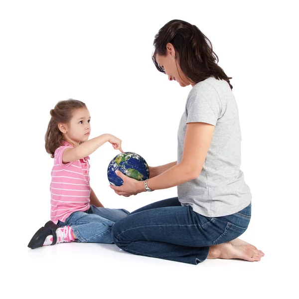 Girl asking question about world — Stock Photo, Image