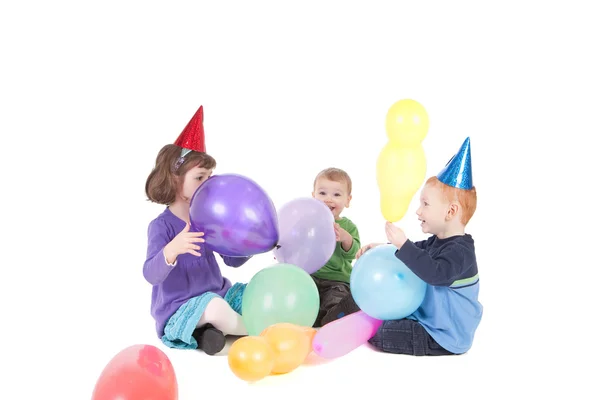 Kids play, with balloons at party — Stock Photo, Image