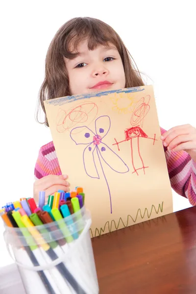 Preschool meisje met kunst — Stockfoto