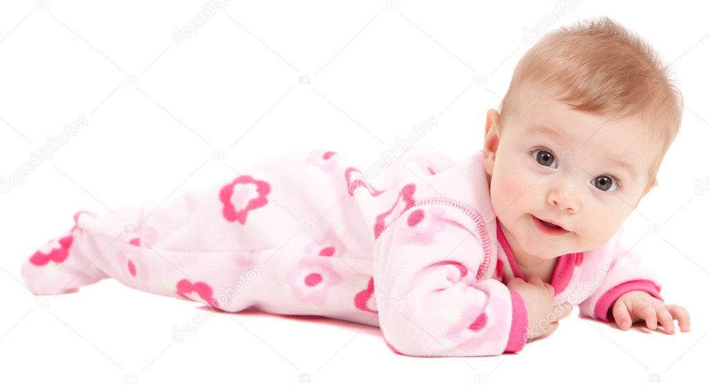 Cute baby girl in pink