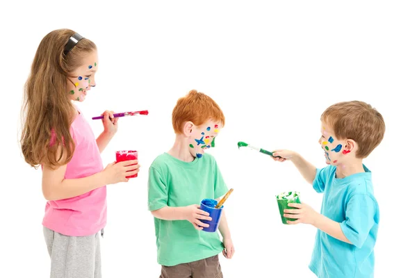Kids painting mess — Stock Photo, Image