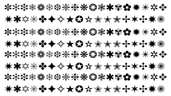 Μαύρο Αστέρι Και Λουλούδι Χωρίς Ραφή Μοτίβο Υφής Λευκό Φόντο — Φωτογραφία Αρχείου