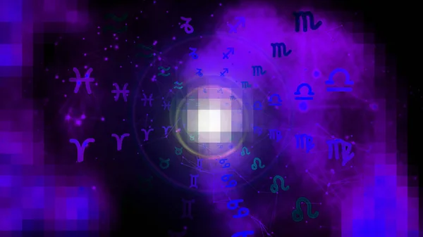 Purple Astrology Zodiac Horoscope Pattern Texture Background Graphic Design — Stock Photo, Image