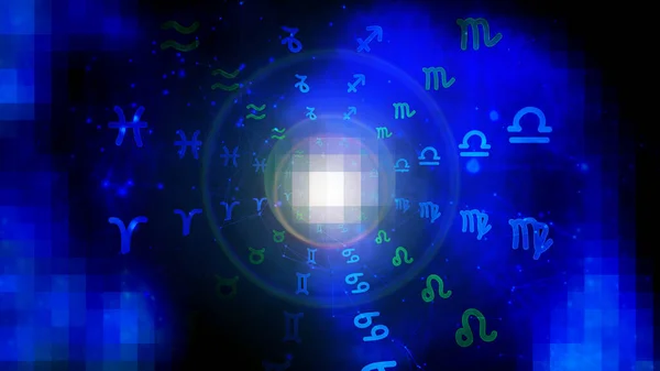 ブルー占星術ホロスコープパターンテクスチャ背景 グラフィックデザイン — ストック写真