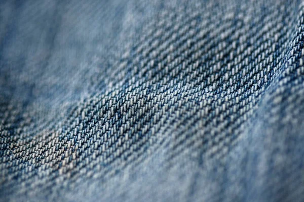 Jeans Denim Textur Närbild Fokusera Bara Punkt Mjuk Blured Bakgrund — Stockfoto