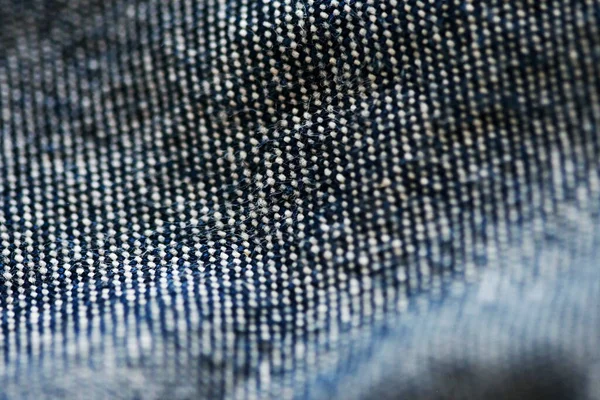 Jeans Trama Denim Vicino Concentrarsi Solo Punto Morbido Sfondo Blu — Foto Stock
