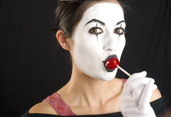 Mime with Lolipop — Stock Photo, Image