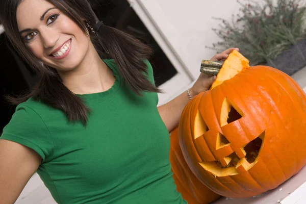 Joyful Woman at Halloween — Stock Photo, Image