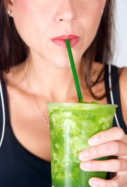 Lips sip Smoothie — Stock Photo, Image