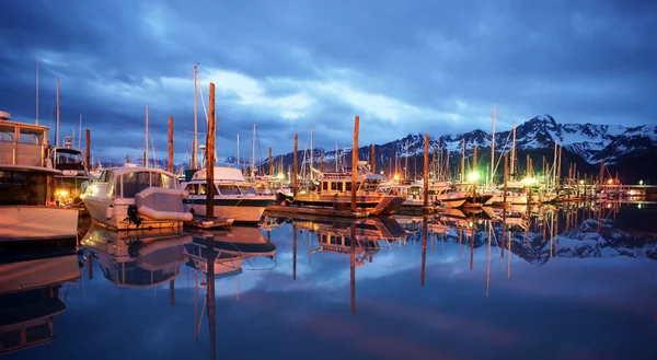 Seward Marina Alaska City Skyline Land of the Midnight Sun — Stock Photo, Image