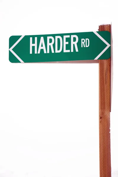 Harder Road Street Sign Highway Transportation Info Marker — Stock Photo, Image