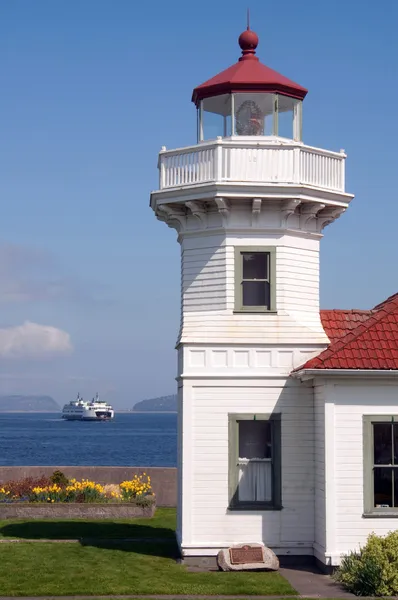 West Coast Lighthouse Ferry Puget Sound Washington — Stock Photo, Image