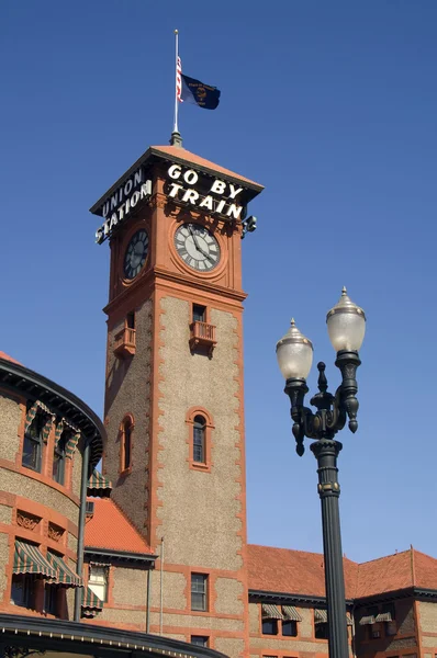 Union Station Portland Torre dell'Orologio Centro città Stazione Ferroviaria Pendolare — Foto Stock
