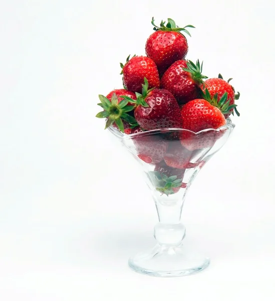 Fresh Red Berries Parfait Strawberries in Glass Container Sweet Fruit Food — Stock Photo, Image