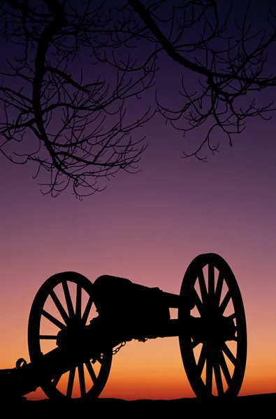 Gettysburg park Ulusal tarihi alan sunset savaş topu pennsylvania — Stok fotoğraf