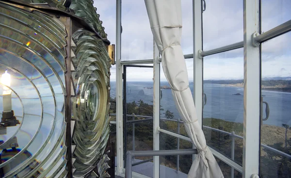 一階の灯台レンズ フレネルの歴史的な西海岸の光 — ストック写真