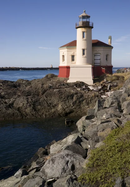 Rio Coquille Farol Oceano Pacífico Costa Oeste Oregon Estado EUA — Fotografia de Stock