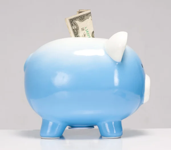 Two Dollar Bill Stuck in the Piggy Bank — Stock Photo, Image