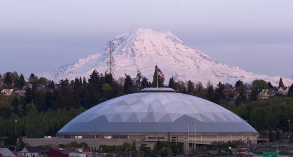 Jeodezik kubbe mt rainier şehir görüntülemek tacoma washington Amerika stat — Stok fotoğraf