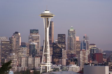 Bina downtown seattle washington alanı iğne günbatımı
