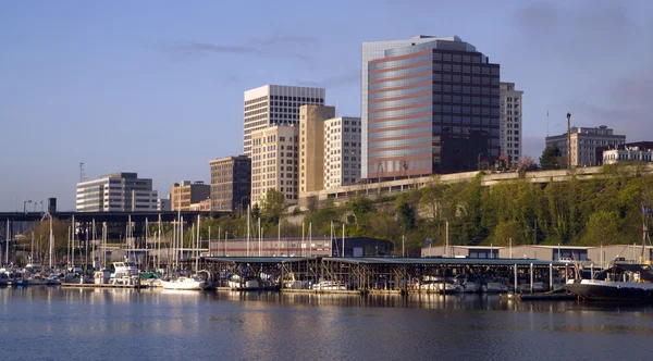 Thea foss waterway beginn bucht marina gebäude tacoma wash — Stockfoto