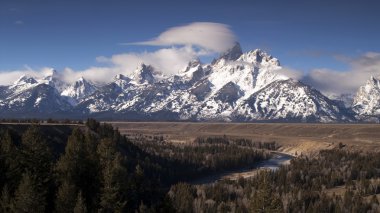Snake river pürüzlü bulutlu gün grand teton wyoming doruklarına