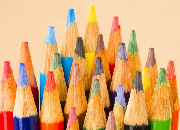 Crayons d'alimentation en bois multicolores Macro Close Up — Photo