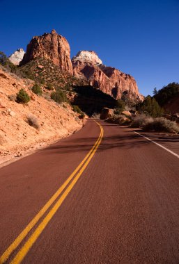 Two Lane Road Hoighway Travels Desert Southwest Utah Landscape clipart