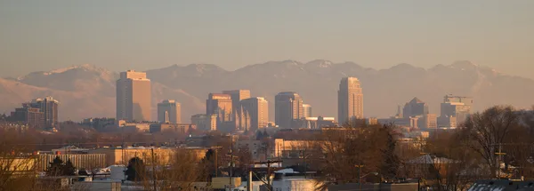 Панорамный пейзаж Salt Lake City Utah Downtown Wasatch — стоковое фото