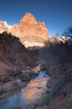 nehir akar sunrise ışıltı kayalık butte zion Milli Parkı