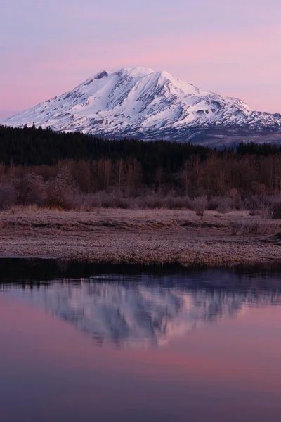 Still Morning Sunrise Trout Lake Adams Mountain Gifford Pinchot — Stock Photo, Image