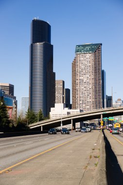 Interstate 5 karayolu kesintileri aracılığıyla şehir seattle manzarası