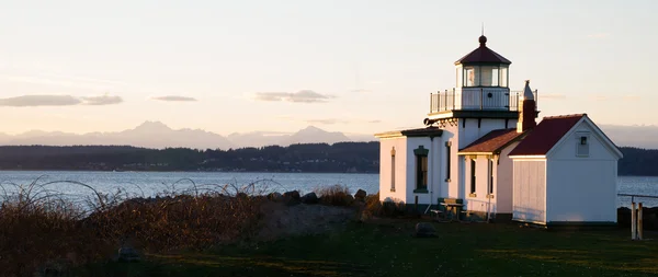 Discovery Park West Point Lighthouse Puget Sound Seattle Nautical Scene — Stock Photo, Image