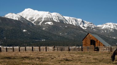 Old Horse Barn Endures Mountain Winter Wallowa Whitman National clipart