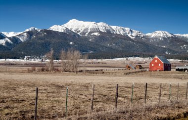 Red Barn Endures Mountain Winter Wallowa Whitman National Forest clipart