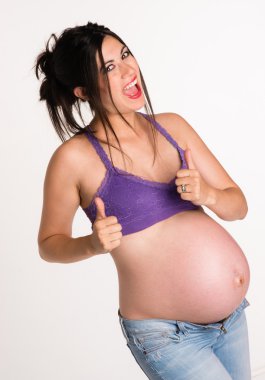 a-ok el sinyal başparmak çekici hamile kadın pes