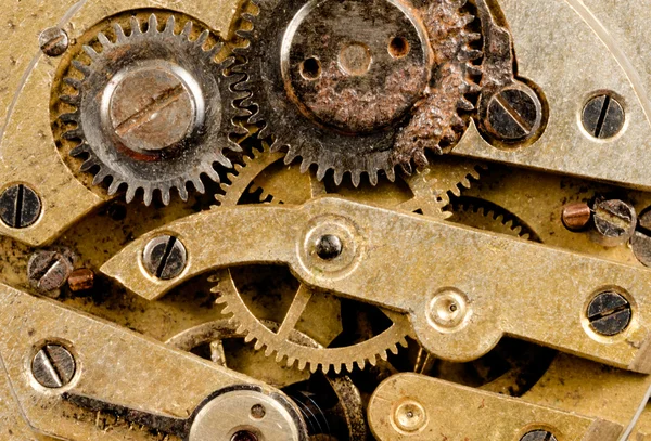 Vintage reloj oxidado reloj de bolsillo tiempo pieza movimiento engranajes Cogs — Foto de Stock