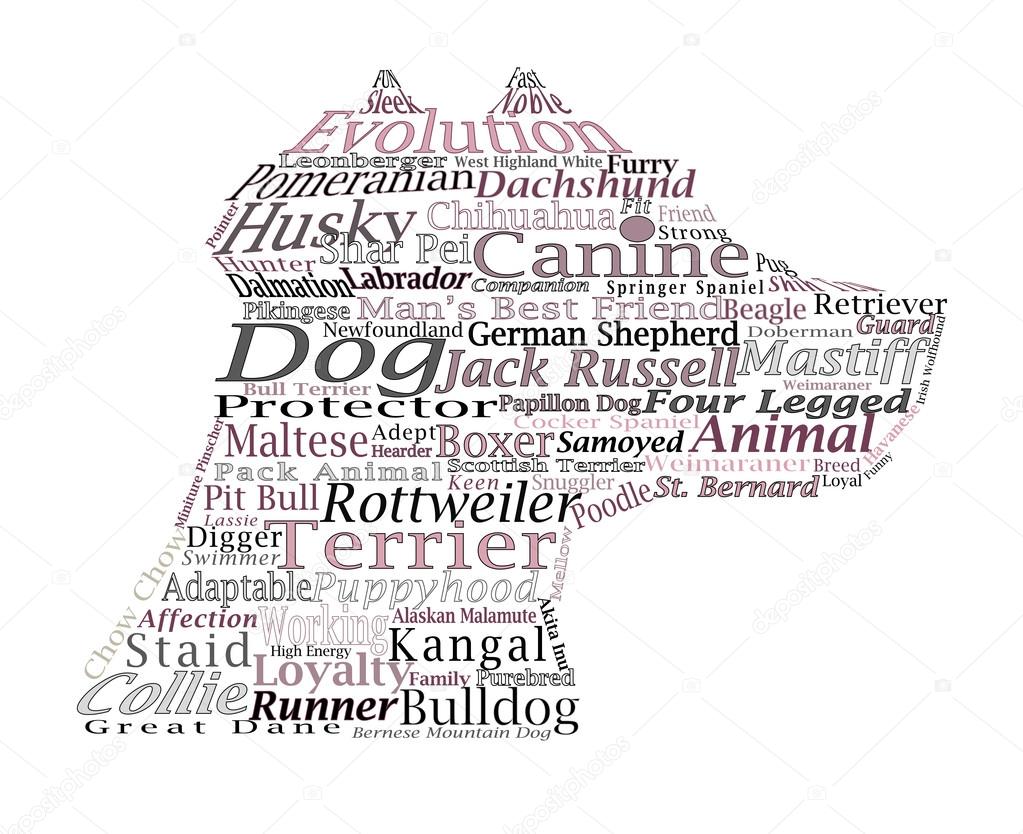 Dog breed Canine Word Cloud Typography Illustration Concepts Ideas