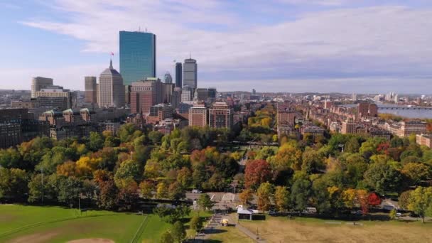 Aerial View Boston Commons Downtown — Stock Video