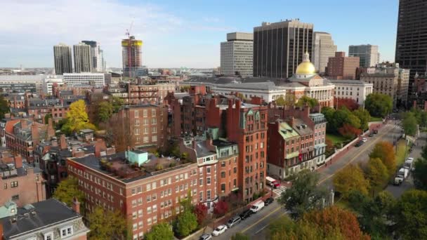 Aerial View Boston Commons Capital Statehouse — Stock video