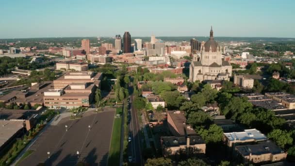明尼苏达州圣保罗市中心上空的高空景观 — 图库视频影像