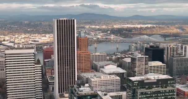 Widok Lotu Ptaka Centrum Portland Oregon Usa — Wideo stockowe