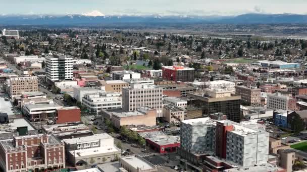 Weitwinkel Luftaufnahme Der Innenstadt Everett Washington Usa Uhd — Stockvideo